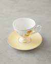 Valentina New Bone China 4 Parça 2 Kişilik Kahve Fincan Takımı 80 ml Sarı