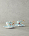 Vanilla New Bone China 4 Parça 2 Kişilik Çay Fincanı Takımı Açık Mavi