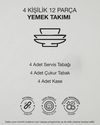 Vintage Porselen Yemek Takımı 12 Parça 4 Kişilik Renkli