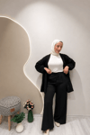 ÇIMALI KREP PANTOLON Siyah