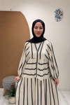 GRİ ÇİZGİLİ KETEN KATLEYA Taş