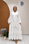 GÜMÜŞ YALDIZ VİSKON ELBİSE Beyaz