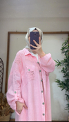 İTHAL KETEN FİLE PAYETLİ TUNİK Pembe