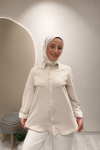 KETEN İNCİ VE DANTELLİ GÖMLEK 