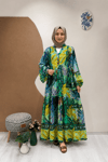 KOLU VOLAN YEŞİL ELBİSE