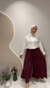 KREP PANTOLON ETEK Bordo