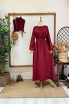 PELERİNLİ ELBİSE Bordo