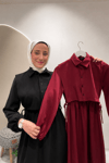 PELERİNLİ ELBİSE Siyah