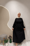 PELERİNLİ ELBİSE Siyah