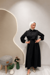 PELERİNLİ ELBİSE Siyah