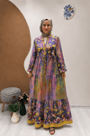 SİMLİ FLOWER VİSKON ELBİSE Lavanta