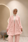 SİMLİ TÜL KİMONO Pembe
