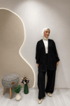 SİMLİ TÜL KİMONO Siyah