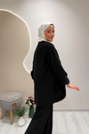 SİMLİ TÜL KİMONO Siyah
