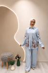 TAŞ İŞLEMELİ GÖMLEK Mavi