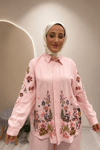 TAŞ İŞLEMELİ GÖMLEK Pembe