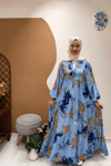 ZAMBAK VİSKON ELBİSE Mavi