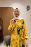 ZAMBAK VİSKON ELBİSE Sarı