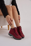 Tonny Black Kadın Bordo Süet Bağcıklı Trekking Bot