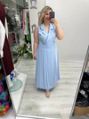 Bebe Mavisi Ceket Yaka Kruvaze Kapama Cupra Kolsuz Elbise stp 26y2793