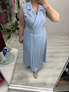 Bebe Mavisi Ceket Yaka Kruvaze Kapama Cupra Kolsuz Elbise stp 26y2793