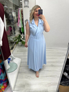 Bebe Mavisi Ceket Yaka Kruvaze Kapama Cupra Kolsuz Elbise stp 26y2793