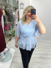 Bebe Mavisi Kruvaze Yaka Yandan BağlamalıTaşlı Yoryo Şifon Bluz stp 26y1666