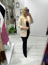 Bej Kol Katlamalı Ceket