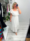 Beyaz Madonna Yaka Fisto Brode Elbise stp 26y2810