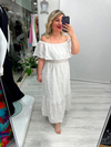 Beyaz Madonna Yaka Fisto Brode Elbise stp 26y2810