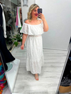Beyaz Madonna Yaka Fisto Brode Elbise stp 26y2810