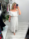 Beyaz Madonna Yaka Fisto Brode Elbise stp 26y2810