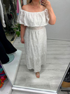 Beyaz Madonna Yaka Fisto Brode Elbise stp 26y2810