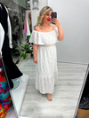 Beyaz Madonna Yaka Fisto Brode Elbise stp 26y2810