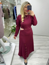 Bordo Modal Çıtçıt Detaylı Elbise bkt 282084