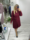 Bordo Piliseli Double Ceket Elbise stp 25k2417 
