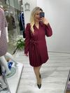 Bordo Piliseli Double Ceket Elbise stp 25k2417 