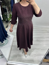 Bordo Taş Baskı Detaylı Double Midi Elbise stp 27k2835