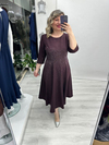 Bordo Taş Baskı Detaylı Double Midi Elbise stp 27k2835