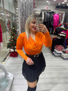 Degaje Yaka Turuncu Bluz 