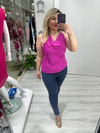 Fuşya Degaje Yaka Bluz mc 2454