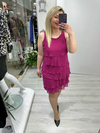 Fuşya Kat Kat Şifon Elbise mc 5021