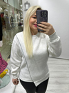 Gri Ekru Kırcıllı desen Gümüş Yan Şeritli İç Şardonlu Sweat