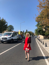 Kadın Kırmızı Kolları Siyah Balon Tüllü Tasarım Elbise 