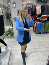 Kadın Mavi Kol Büzgülü Blazer Ceket 