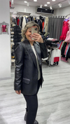 Kadın Siyah Deri Blazer Ceket 