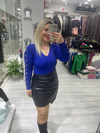 Kadın Yan Detaylı Deri Mini Etek 