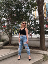 Kadın Yırtık Detaylı  Mavi Mom Jeans 