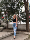 Kadın Yırtık Detaylı  Mavi Mom Jeans 