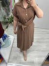 Kahve Yandan Bağlama Detaylı Cupra Elbise stp 26Y2649